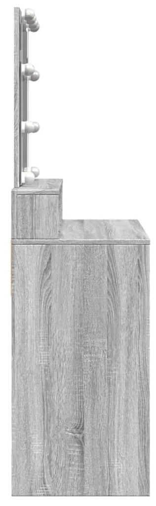 szürke sonoma színű fésülködőasztal LED-del 80 x 41 x 144,5 cm
