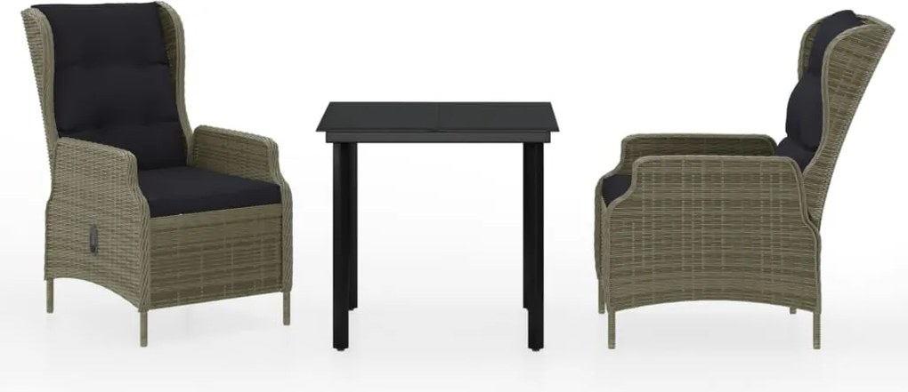 vidaXL 3 részes barna kerti étkezőgarnitúra