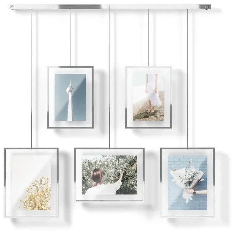 Ezüstszínű fém fali képkeret szett 5 db-os 70x80 cm Exhibit – Umbra