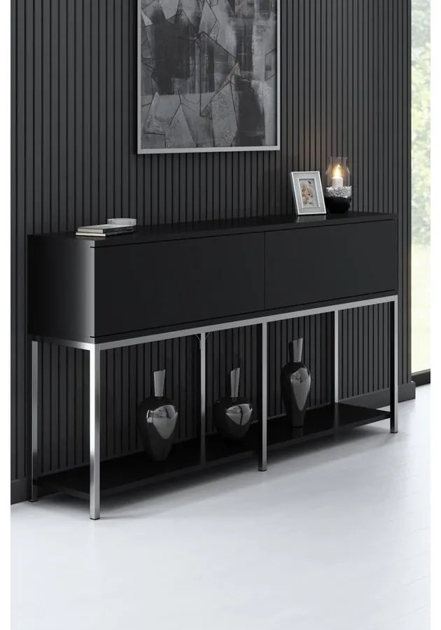 Konzolasztal Lord - Black, Silver