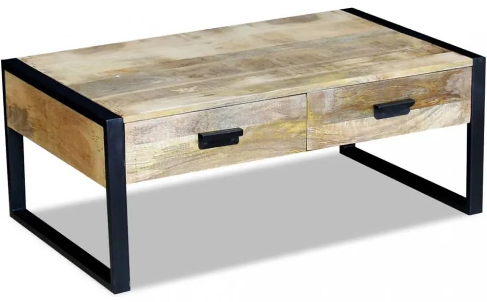 100x60x40 cm tömör mangófa dohányzóasztal 2 fiókkal