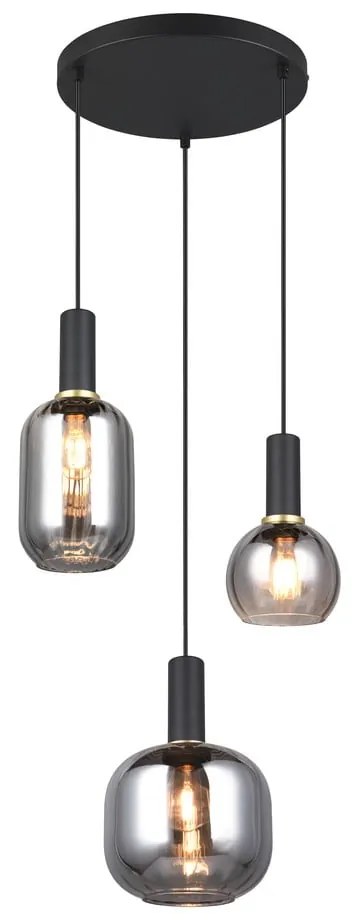 Fekete függőlámpa üveg búrával Diva – Trio