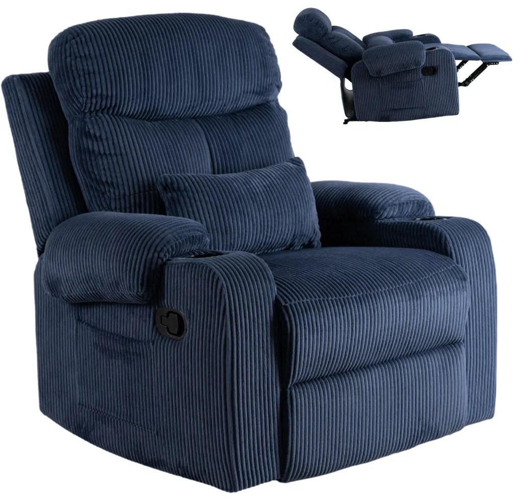 TV és Relaxfotel Sötétkék Kordbársony Szövettel. TORRES