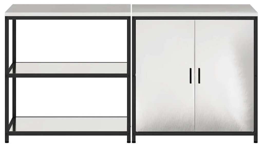 Konyhai Tároló Készlet polcokkal 2 pcs Ezüst 180 x 50 x 92 cm