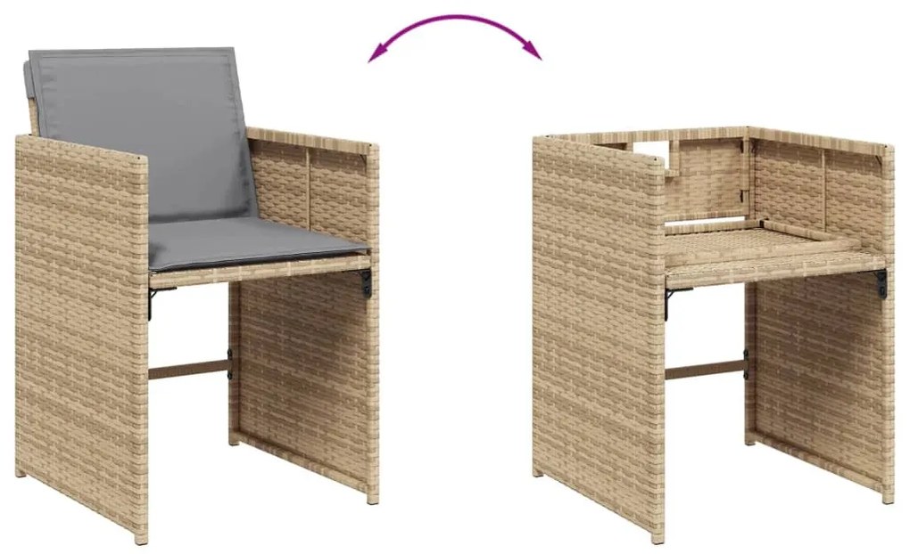 vidaXL 15 részes vegyes bézs polyrattan kerti étkezőgarnitúra párnával