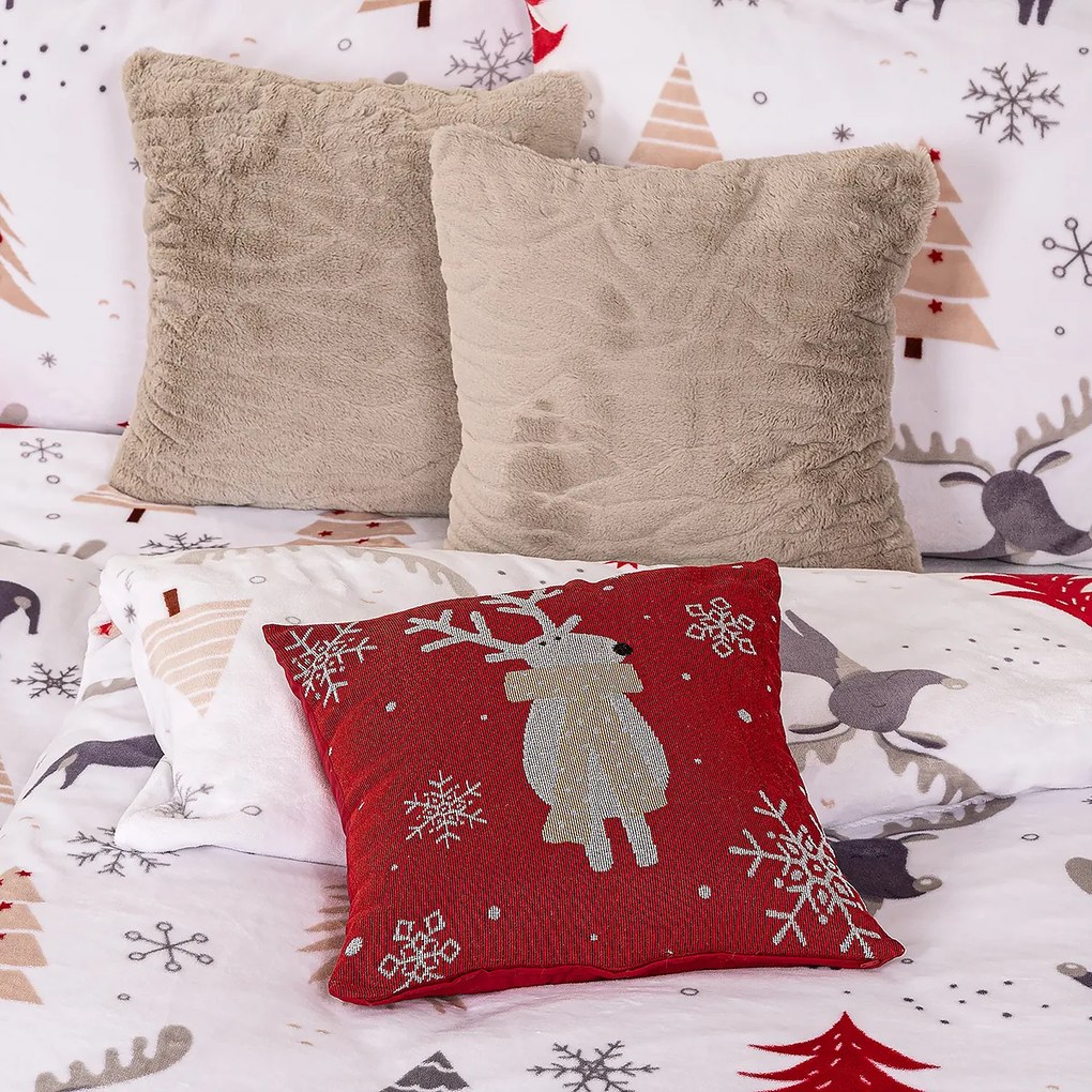 4Home Cute reindeer mikroflanel ágyneműhuzat, 140 x 220 cm, 70 x 90 cm