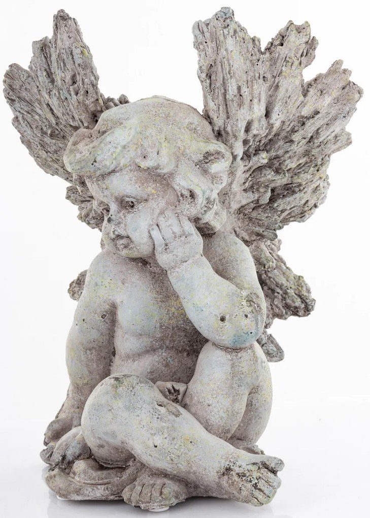 Dekoratív figura angyal Cement Szürke 23x19x19cm