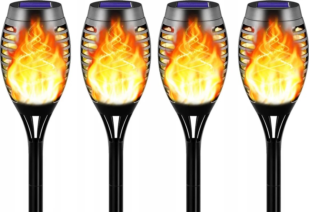 4x Napelemes kerti lámpa Led Fáklya Lámpa Beszúrható Láng