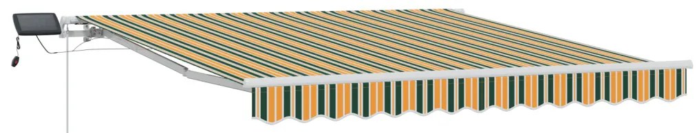 Kézi Behúzható Napellenző LED-del Zöld és sárga 300x250 cm