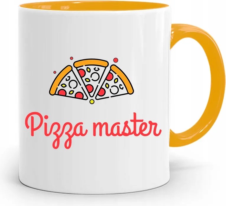 Sárga Bögre Szakácsnak Pizza Master nyomott mintával