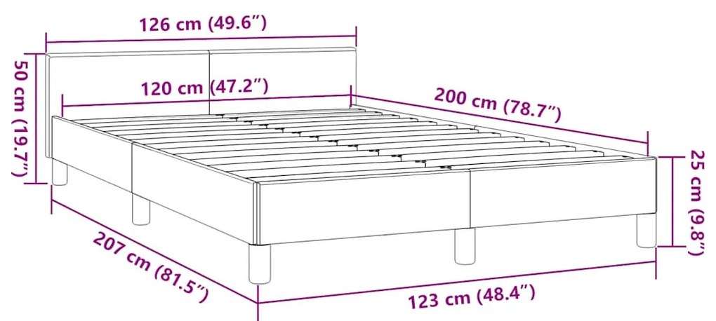 szürke ágykeret fejtámlával matrac nélkül 120x200 cm