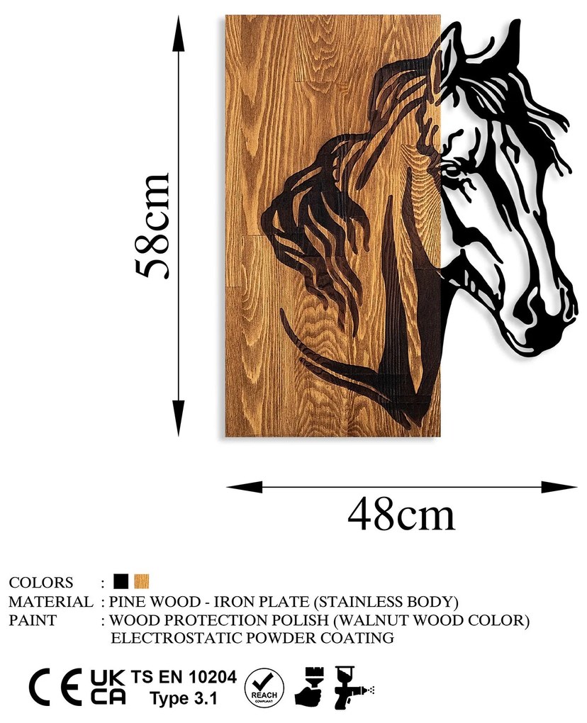 Fa fali dekoráció, Horse 1