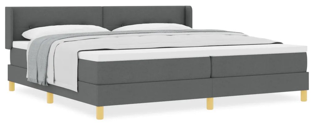 Boxspring ágy matraccal, sötétszürke, 200 x 200 cm, textil