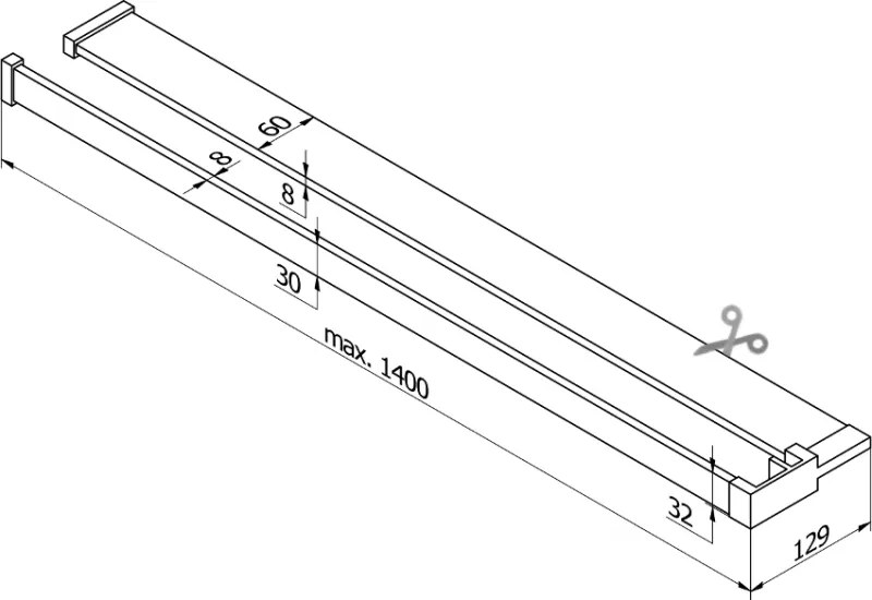 Mexen tartozékok, polc/törülközőtartó zuhanyparavánhoz (max. 140cm), króm, 800-02-01
