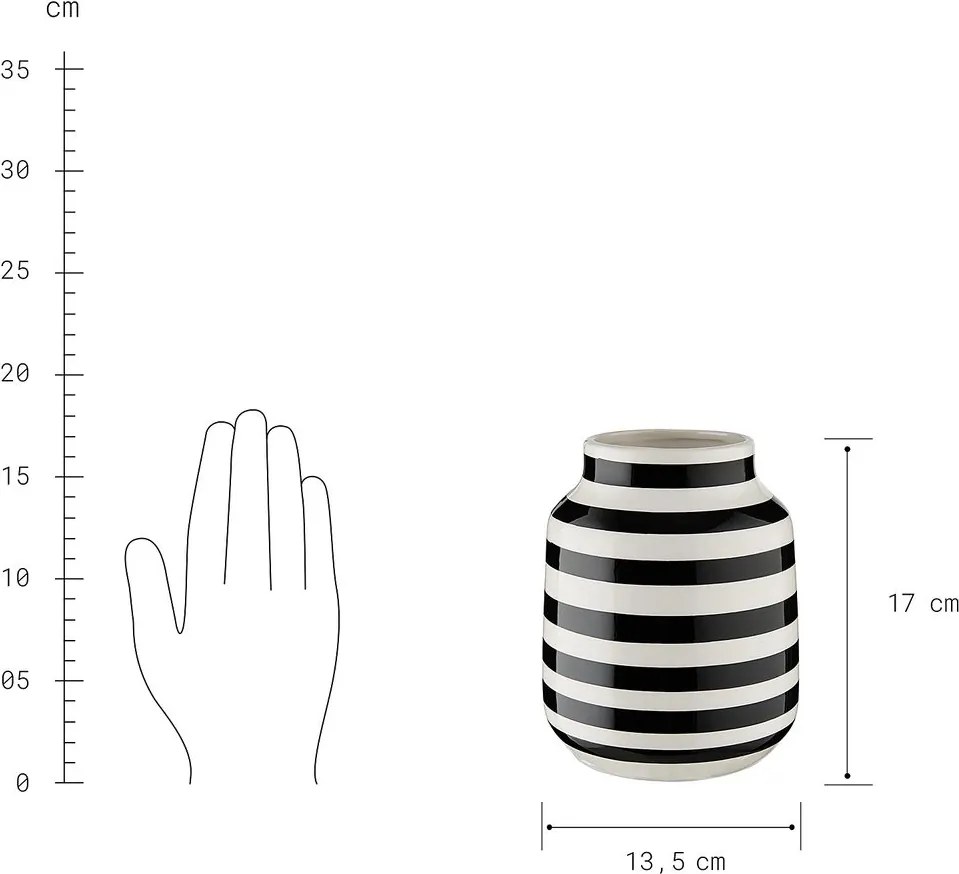 MALIKA váza csíkos, fekete-fehér Ø13,5cm