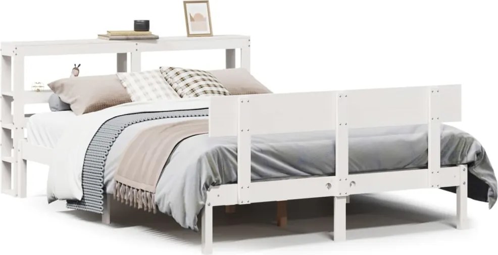 vidaXL fehér tömör fenyőfa ágy matrac nélkül 150 x 200 cm