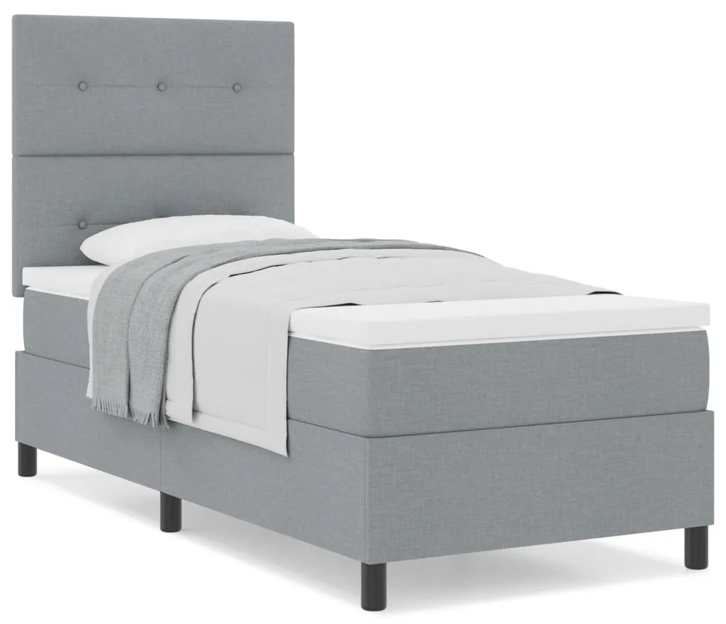 Box Spring Ágy Matrac Világosszürke 80x200 cm Szövet
