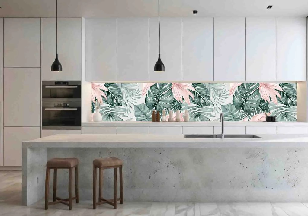 Wallplex konyhahátfal Pasztell Pálmalevél (Méret: 60x180)