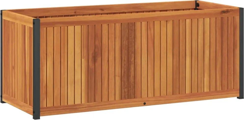 vidaXL tömör akácfa és acél kerti virágtartó 110 x 45 x 44 cm