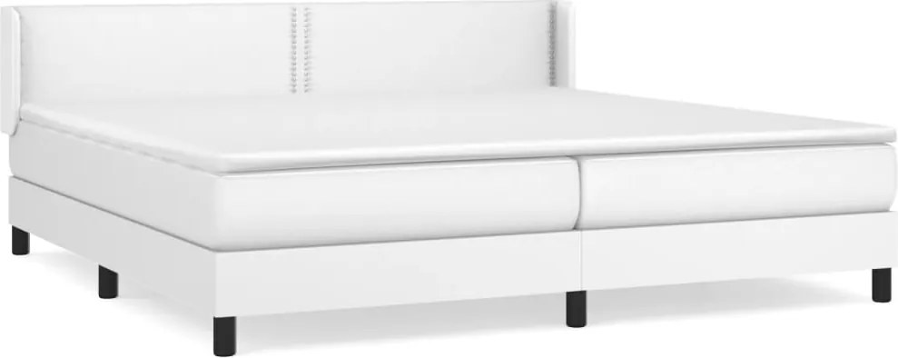 vidaXL fehér műbőr rugós ágy matraccal 200 x 200 cm