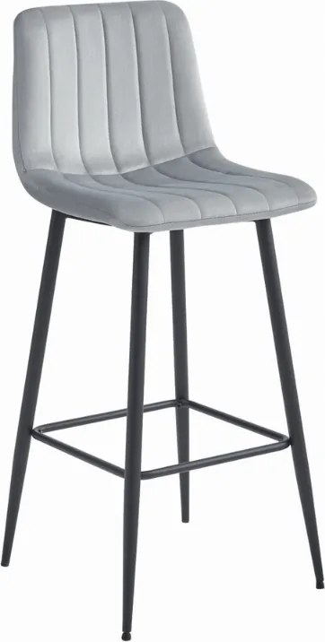 Világosszürke POZZA VELVET bárszék fekete lábakkal