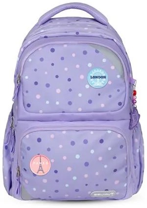 Iskolatáska, cipzáras, BELMIL Maxi Pack Purple Dots, lila pöttyös (BL338376L)