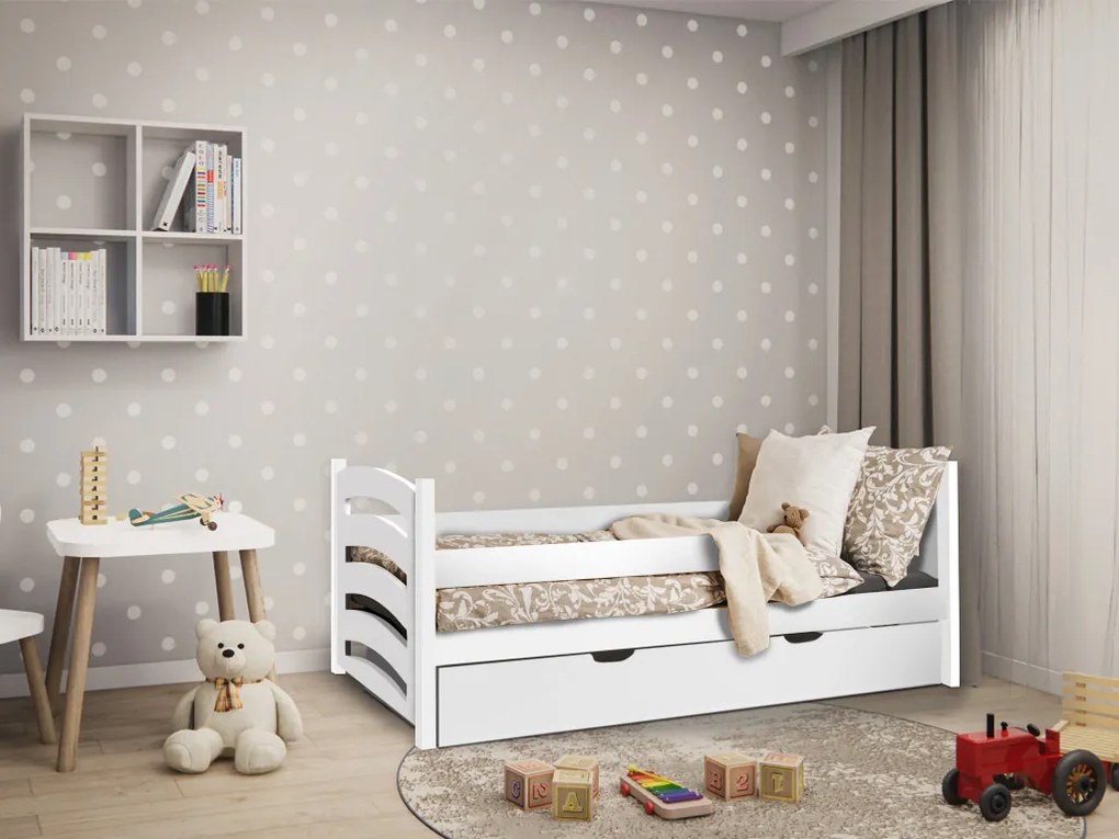 Gyermekágy MELA 80 x 160 cm, fehér Ágyrács: Lamellás ágyrács, Matrac: EASYSOFT 10 cm matrac