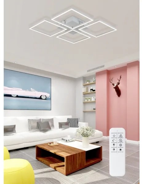 Top Light - LED Dimmelhető felületre szerelhető csillár R4xLED/16,25W/230V szögletes fehér + távirányító