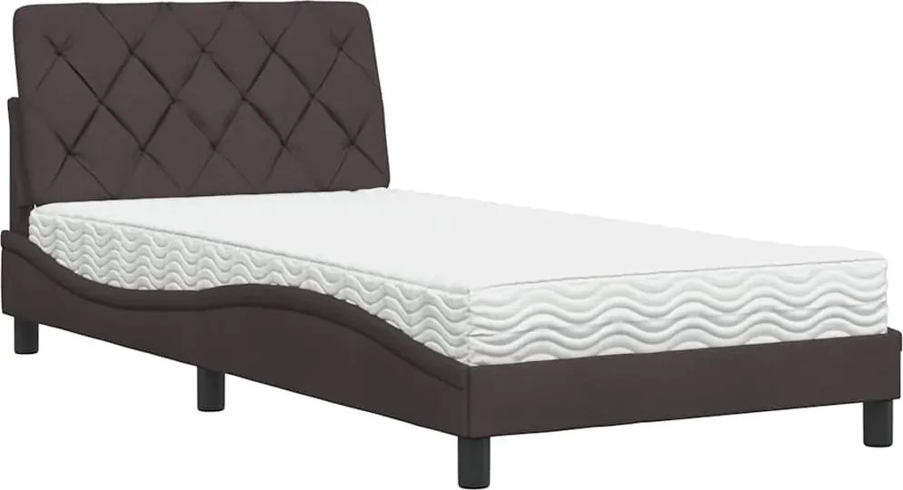 vidaXL sötétbarna szövet ágy matraccal 100x200 cm