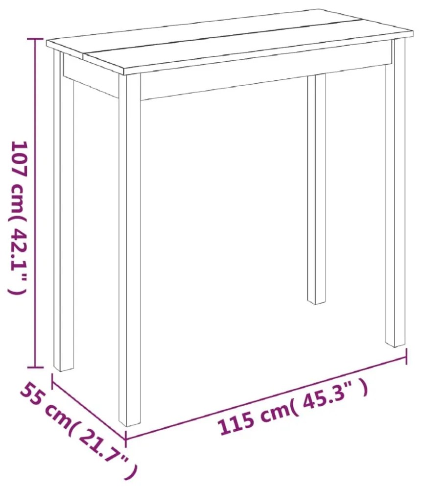 fekete MDF bárasztal 115 x 55 x 107 cm