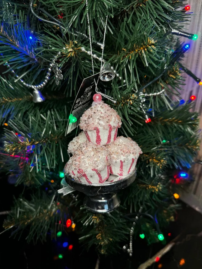 Cupcake pink karácsonyfa dísz