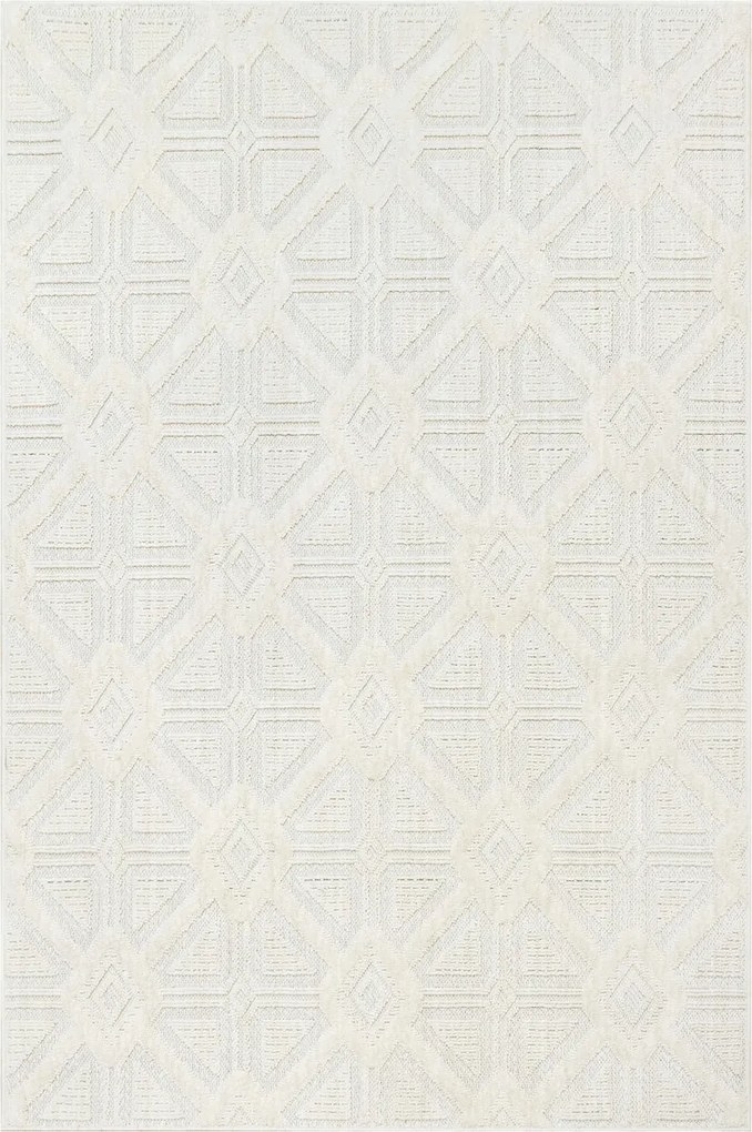 Szőnyeg Világos Krémszínű Nappaliba Geometrikus Rombusz Mintás Angola 200x290 cm