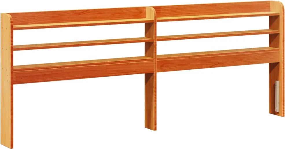 vidaXL viaszbarna tömör fenyőfa fejtámla polcokkal 180 cm
