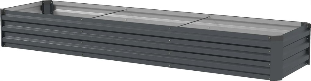 Outsunny téglalap alakú emelt virágágyás, horganyzott acél ültető, nyitott aljjal, védő sarkokkal, 240 x 60 x 30 cm, sötétszürke | Aosom