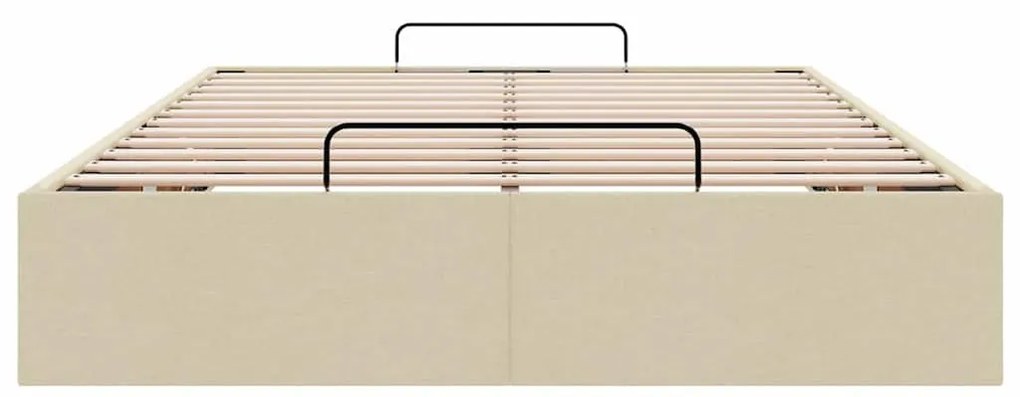 Ottomán krémszínű szövet ágykeret matrac nélkül 120x200 cm