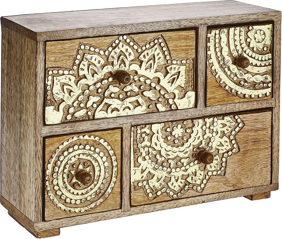 BALI mangófa tárolódoboz fiókokkal, 29 x 22 cm