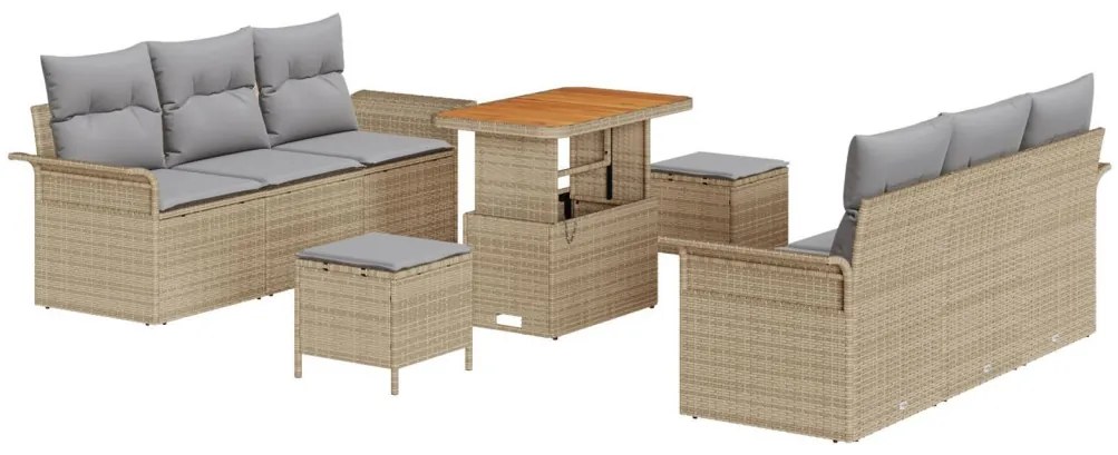 Kerti Kanapé Szett 9 pcs Beige és Világosszürke 80 x 80 x 71 cm
