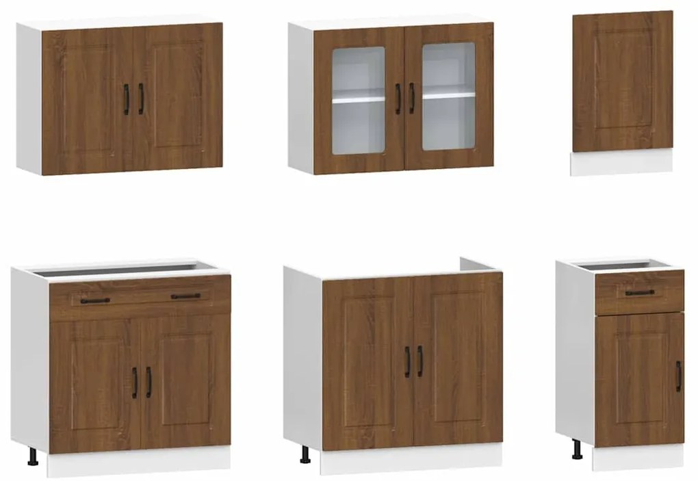 vidaXL 7 darabos konyhaszekrény szett Kalmar barna tölgy műfa