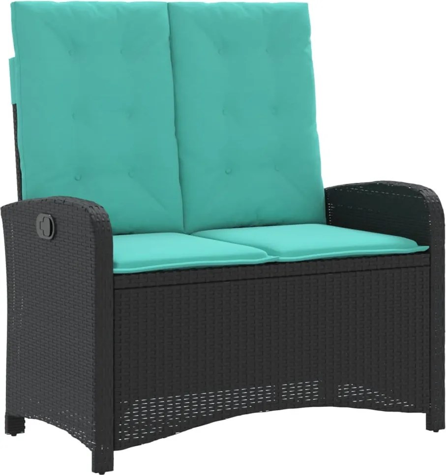 vidaXL fekete polyrattan dönthető kerti pad párnával