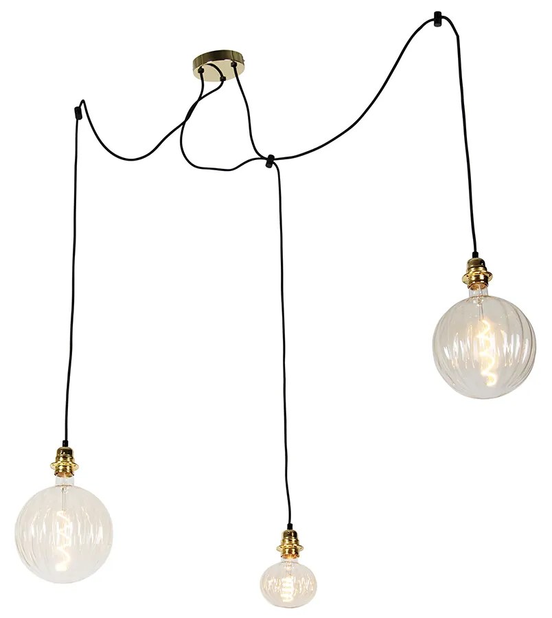 Függőlámpa arany 3-lámpás LED-del borostyán színű, fényerőszabályozóval - Cava Luxe