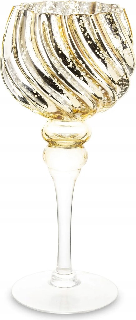 Üveg Gyertyatartó Glamour Elegáns Lábon Kehely Lámpás Ajándék