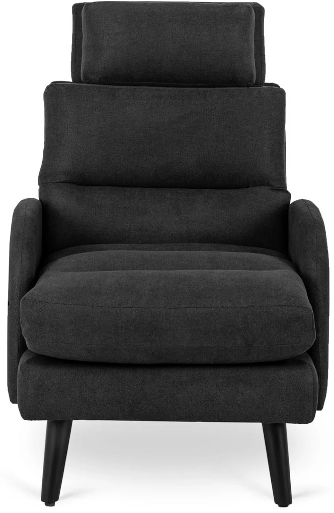 Kényelmes Fotel Fekete Színben Lábtartóval. HENRY