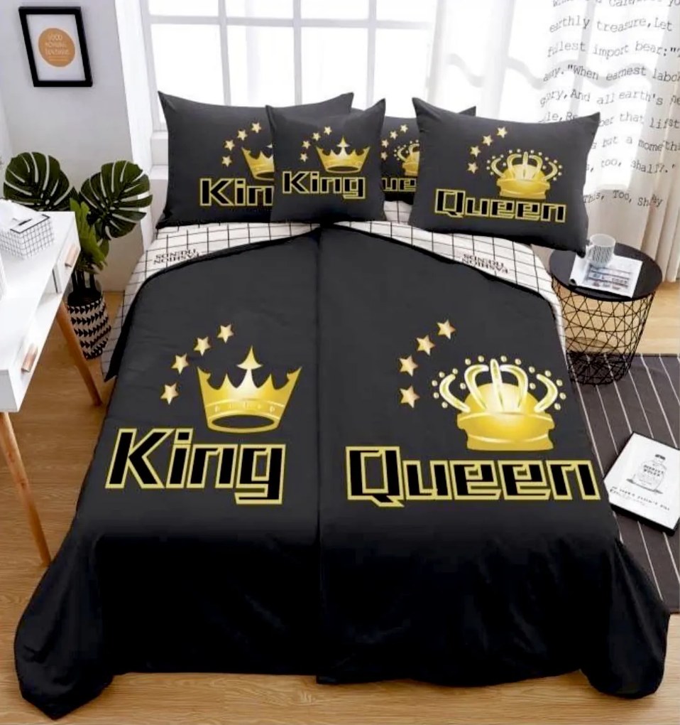 6 db Polipamut ágyneműhuzat King&amp;Queen gold 200x140cm+90x70cm TiaHome