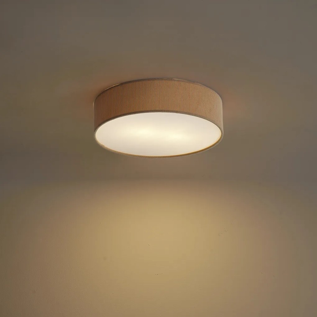 Modern mennyezeti lámpa taupe színben, bársonyernyővel, 38 cm, 2-lámpás - Luz
