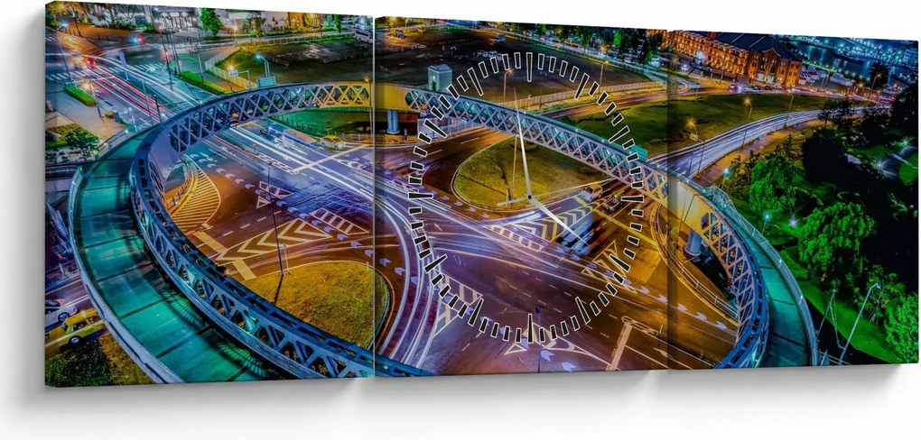 Kép - éjszakai panoráma (órával) (90x30 cm)
