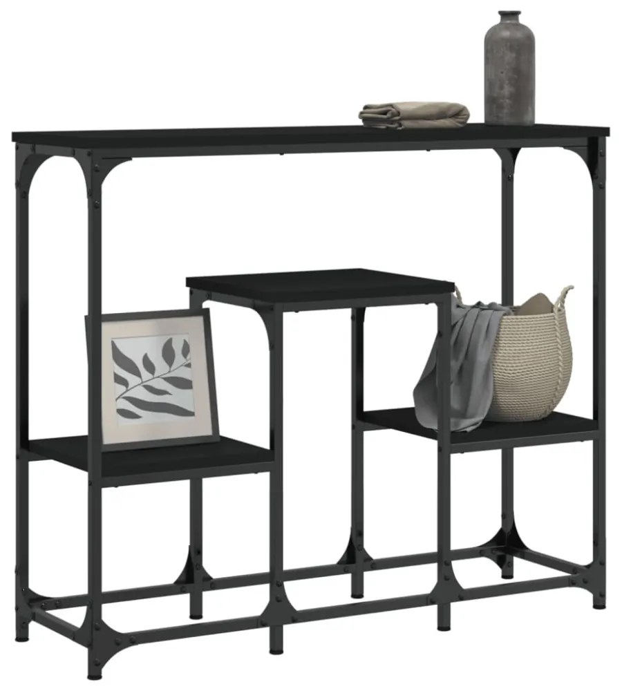 fekete szerelt fa tálalóasztal 89,5x28x76 cm
