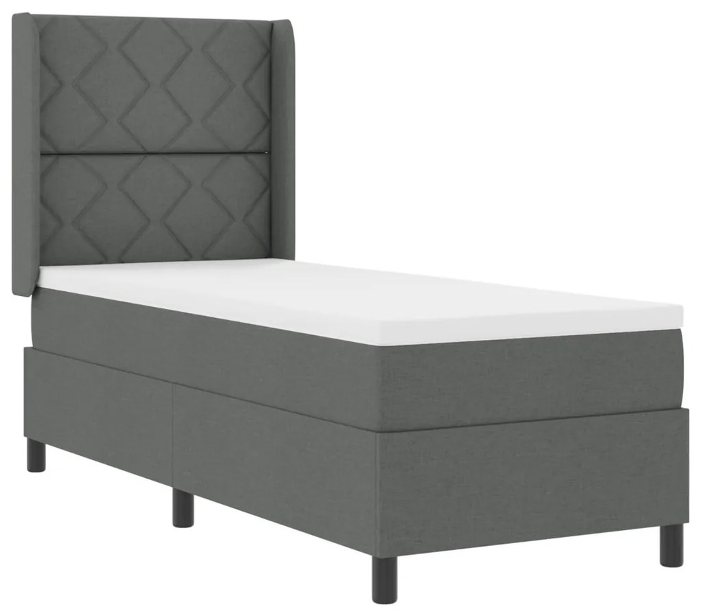 Boxspring Ágy Matrac Közepes Szürke 90x190 cm Szövet