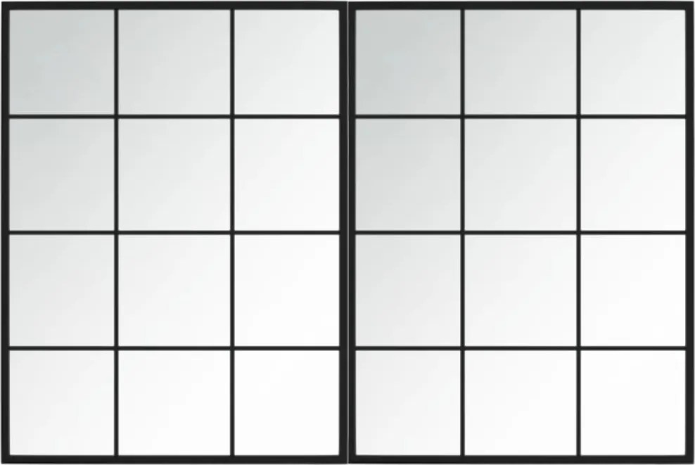 vidaXL 2 db fekete fém fali tükör 80x60 cm