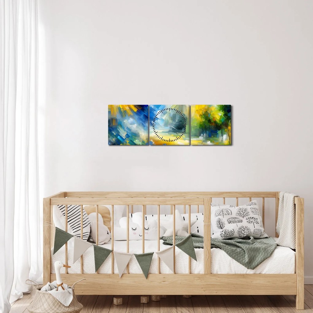 Kép - Absztrakt napos nap (órával) (90x30 cm)