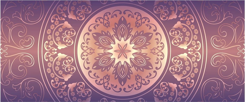 Kép - Mandala lila színátmeneten (120x50 cm)